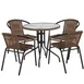 Flash Furniture TLH-087RD-037BN4-GG Outdoor Table & Chair Set, Round 28" Glass Top, Dark Brown Rattan, Black Metal Frame 1 image