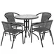 Flash Furniture TLH-087RD-037GY4-GG 28" Round Table & 4 Chair Set, Gray Rattan, Black Metal Frame 1 image