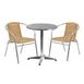 Flash Furniture TLH-ALUM-24RD-020BGECHR2-GG 23" Round Table & 2 Stacking Chairs Set, Aluminum Frame, Beige Rattan 1 image