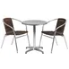 Flash Furniture TLH-ALUM-24RD-020CHR2-GG 23" Round Table & 2 Stacking Chairs Set, Aluminum Frame, Dark Brown Rattan, 27"H 1 image