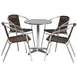 Flash Furniture TLH-ALUM-24RD-020CHR4-GG 23" Round Table & 4 Chair Set, Aluminum Frame, Dark Brown Rattan, 27"H 1 image