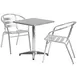 Flash Furniture TLH-ALUM-24SQ-017BCHR2-GG 23" Square Table & 2 Stacking Chairs Set, Aluminum Frame 1 image
