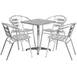 Flash Furniture TLH-ALUM-24SQ-017BCHR4-GG 24" Square Table & 4 Stacking Chairs Set, Aluminum Frame, Stainless Steel Top 1 image