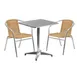 Flash Furniture TLH-ALUM-24SQ-020BGECHR2-GG 23" Square Table & 2 Stacking Chairs, Aluminum Frame, Beige Rattan 1 image