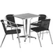 Flash Furniture TLH-ALUM-24SQ-020BKCHR4-GG 23" Square Table & 4 Stacking Chairs Set, Aluminum Frame, Black Rattan 1 image