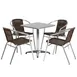Flash Furniture TLH-ALUM-24SQ-020CHR4-GG 23" Square Table Set with 4 Stacking Chairs, Aluminum Frame, Dark Brown Rattan 1 image