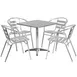 Flash Furniture TLH-ALUM-28SQ-017BCHR4-GG 27.5 Square Table & 4 Stacking Chairs Set, Aluminum Frame, Stainless Steel Top 1 image