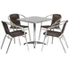 Flash Furniture TLH-ALUM-28SQ-020CHR4-GG 27.5 Square Table & 4 Stacking Chairs Set, Aluminum Frame, Dark Brown Rattan 1 image
