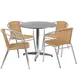 Flash Furniture TLH-ALUM-32RD-020BGECHR4-GG 31.5 Round Table & 4 Stacking Chairs Set, Aluminum Frame, Beige Rattan 1 image