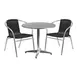 Flash Furniture TLH-ALUM-32RD-020BKCHR2-GG 31 Round Table & 2 Stacking Chairs Set, 27 Height, Aluminum Frame, Black Rattan 1 image