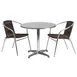 Flash Furniture TLH-ALUM-32RD-020CHR2-GG 31 Round Table & 2 Stacking Chairs Set, 27H, Aluminum Frame, Dark Brown Rattan 1 image