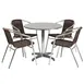 Flash Furniture TLH-ALUM-32RD-020CHR4-GG 31 Round Table & 4 Stacking Chairs Set, 27H, Aluminum Frame, Dark Brown Rattan 1 image