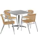Flash Furniture TLH-ALUM-32SQ-020BGECHR4-GG 31 Square Table Set with 4 Stacking Chairs, Aluminum Frame, Beige Rattan, 27 Height 1 image