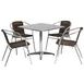 Flash Furniture TLH-ALUM-32SQ-020CHR4-GG 31 Square Table Set with 4 Stacking Chairs, Aluminum Frame, Dark Brown Rattan, 27 Height 1 image