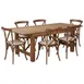 Flash Furniture XA-FARM-9-GG Hercules Series 84x40 Farm Table Set with 6 Stacking Chairs, Pecan Finish, 400 lb Capacity 1 image