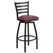 Flash Furniture XU-6F8B-LADSWVL-BURV-GG Hercules Series Metal Ladder Back Armless Swivel Bar Stool, Burgundy Vinyl Upholstered Seat 1 image