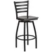Flash Furniture XU-6F8B-LADSWVL-WALW-GG Hercules Series Metal Ladder Back Swivel Bar Stool with Walnut Finish Seat 1 image