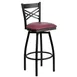 Flash Furniture XU-6F8B-XSWVL-BURV-GG Hercules Series Burgundy Vinyl Upholstered Metal X-Back Swivel Bar Stool 1 image