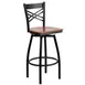 Flash Furniture XU-6F8B-XSWVL-CHYW-GG Hercules Series Swivel Bar Stool, Metal X-Back, Cherry Finish Plywood Seat, Black Powder Coated Steel Frame 1 image