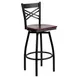 Flash Furniture XU-6F8B-XSWVL-MAHW-GG Hercules Series Metal X-Back Swivel Bar Stool with Mahogany Finish Seat 1 image