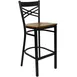 Flash Furniture XU-6F8BXBK-BAR-CHYW-GG Hercules Series Restaurant Bar Stool, Metal X-Back, Cherry Finish Plywood Seat, Black Powder Coated Steel Frame 1 image