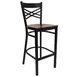 Flash Furniture XU-6F8BXBK-BAR-MAHW-GG Hercules Series Restaurant Bar Stool, Metal X-Back, Mahogany Wood Seat, Black Powder Coated Steel Frame 1 image