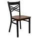 Flash Furniture XU-6FOBXBK-CHYW-GG Hercules Series Restaurant Chair, Metal X-Back, Cherry Finish Wood Seat, Black Powder Coated Steel Frame 1 image