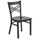 Flash Furniture XU-6FOBXBK-WALW-GG Hercules Series Metal X-Back Restaurant Chair, Walnut Finish Plywood Seat, Black Powder Coated Steel Frame 1 image