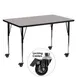 Flash Furniture XU-A3060-REC-GY-H-A-CAS-GG 60" Rectangular Activity Table, Gray Laminate Top, 30" Deep, Adjustable Height 22-30.5", Black Powder Coated Steel Legs 1 image