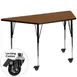 Flash Furniture XU-A3060-TRAP-OAK-H-A-CAS-GG 57" Trapezoid Activity Table, 26"D, Oak Laminate Top, Black Edge, Adjustable Height 1 image