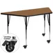 Flash Furniture XU-A3060-TRAP-OAK-T-A-CAS-GG 57" Trapezoid Activity Table, Oak Laminate Top, 26" Depth, Adjustable Height 1 image