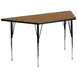 Flash Furniture XU-A3060-TRAP-OAK-T-A-GG 57" Trapezoid Activity Table, Oak Laminate Top, Adjustable 21-30" Height, Steel Legs 1 image
