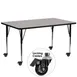 Flash Furniture XU-A3072-REC-GY-H-A-CAS-GG 72" Rectangular Activity Table, Gray Laminate Top, Adjustable Height 22-5/8"-30-1/2", Black Powder Coated Steel Legs 1 image