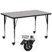 Flash Furniture XU-A3072-REC-GY-T-A-CAS-GG 72" Rectangular Activity Table, Gray Laminate Top, Adjustable Height 22-1/4" to 30-2/5", Black and Chrome Steel Legs 1 image