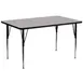 Flash Furniture XU-A3072-REC-GY-T-A-GG 72" Rectangular Activity Table, Gray Laminate Top, Adjustable Height 21-1/8" to 30-1/8", Black and Chrome Steel Legs 1 image