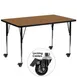 Flash Furniture XU-A3072-REC-OAK-T-A-CAS-GG 72" Rectangular Activity Table, Oak Laminate Top, Adjustable Height 22-1/4" to 30-2/5", Black Powder Coated Steel Legs 1 image