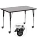 Flash Furniture XU-A3672-REC-GY-T-A-CAS-GG 72" Rectangular Activity Table, Gray Laminate Top, 36" Deep, Adjustable Height 1 image