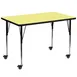 Flash Furniture XU-A3672-REC-YEL-T-A-CAS-GG 72" Rectangular Activity Table, Yellow Laminate Top, 22-1/4" to 30-2/5" Adjustable Height, Black Powder Coated Steel Legs 1 image