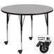 Flash Furniture XU-A42-RND-GY-T-A-CAS-GG 42" Round Gray Laminate Activity Table, Adjustable Height 22-1/4" to 30-2/5", Black Powder Coated Steel Legs 1 image