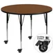 Flash Furniture XU-A42-RND-OAK-H-A-CAS-GG 42" Round Adjustable Height Activity Table, Oak Laminate Top, Black Powder Coated Steel Legs 1 image