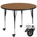 Flash Furniture XU-A42-RND-OAK-T-A-CAS-GG 42" Round Adjustable Height Activity Table, Oak Laminate Top, Black Edge, Tubular Steel Legs 1 image