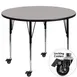 Flash Furniture XU-A48-RND-GY-H-A-CAS-GG 48" Round Gray Laminate Activity Table, Adjustable Height 22-30", Black Powder Coated Steel Legs 1 image