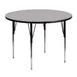 Flash Furniture XU-A48-RND-GY-T-A-GG 48" Round Gray Laminate Activity Table, Adjustable Height 21-1/8" to 30-1/8", Black Powder Coated Steel Legs 1 image
