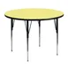 Flash Furniture XU-A48-RND-YEL-T-A-GG 48" Round Yellow Laminate Activity Table, Adjustable Height 21-1/8"-30-1/8", Black Steel Legs 1 image