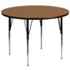 Flash Furniture XU-A60-RND-OAK-T-A-GG 60" Round Adjustable Height Activity Table, Oak Laminate Top, Black Edge, Tubular Steel Legs 1 image