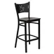 Flash Furniture XU-DG-60114-COF-BAR-MAHW-GG Hercules Series Restaurant Bar Stool, Metal Back, Mahogany Finish Wood Seat, Black Powder Coated Steel Frame 1 image