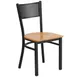 Flash Furniture XU-DG-60115-GRD-NATW-GG Hercules Series Metal Back Restaurant Chair, Wood Seat, Grid Design, Black Powder Coated 1 image
