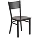 Flash Furniture XU-DG-60115-GRD-WALW-GG Hercules Series Metal Back Restaurant Chair, Walnut Finish Wood Seat, Black Powder Coated Steel Frame 1 image