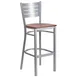 Flash Furniture XU-DG-60402-BAR-CHYW-GG Hercules Series Restaurant Bar Stool, Metal Slat Back, Cherry Finish Wood Seat, Silver Powder Coated Steel Frame 1 image