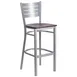 Flash Furniture XU-DG-60402-BAR-MAHW-GG Hercules Series Restaurant Bar Stool, Metal Slat Back, Mahogany Finish Wood Seat, Silver Powder Coated Steel Frame 1 image